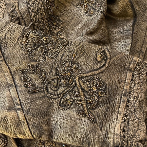 Vtg Metallic Medium Embroidered Crochet Lace Boho Flashback Blazer Jacket Women - Picture 15 of 16